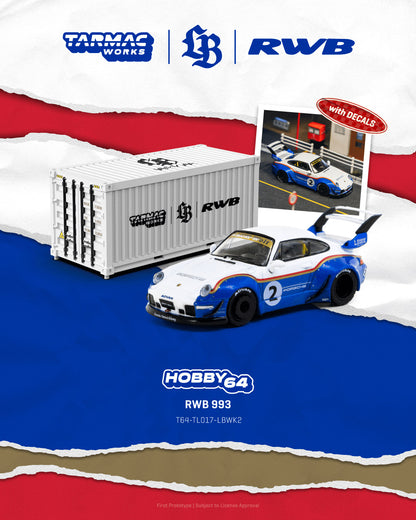Tarmac Works HOBBY 64 Porsche RWB 993 diecast car model. Collaborate with RWB & Liberty Walk.