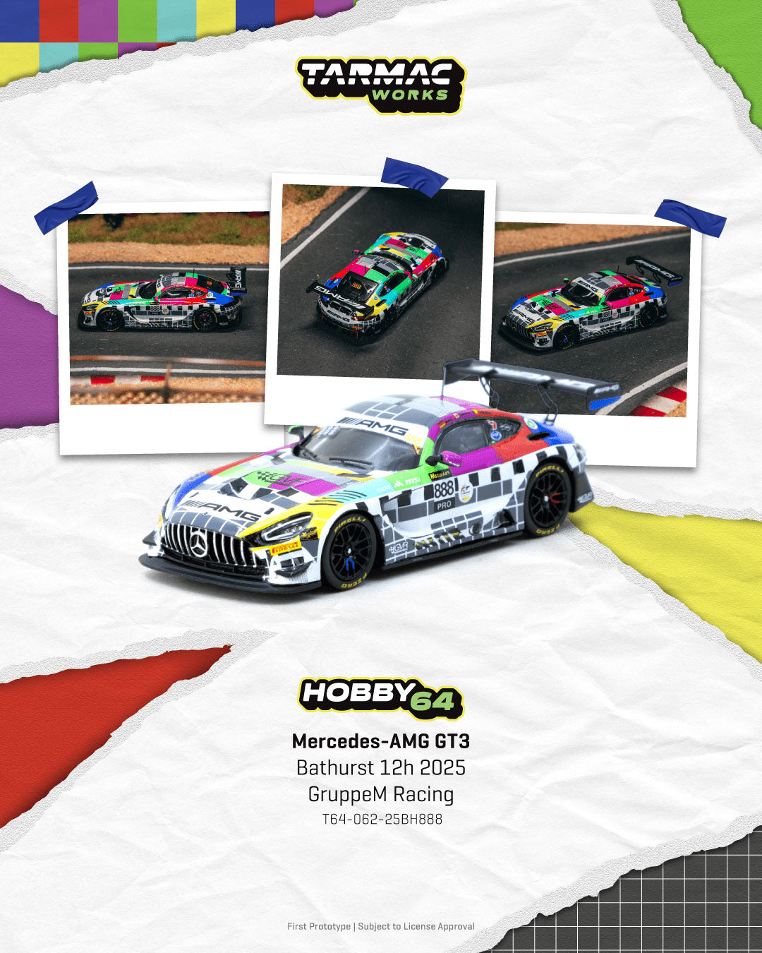 Tarmac Works HOBBY 64 Mercedes-AMG GT3 Bathurst 12h 2025 GruppeM Racing. Official Licensed by Mercedes-Benz.