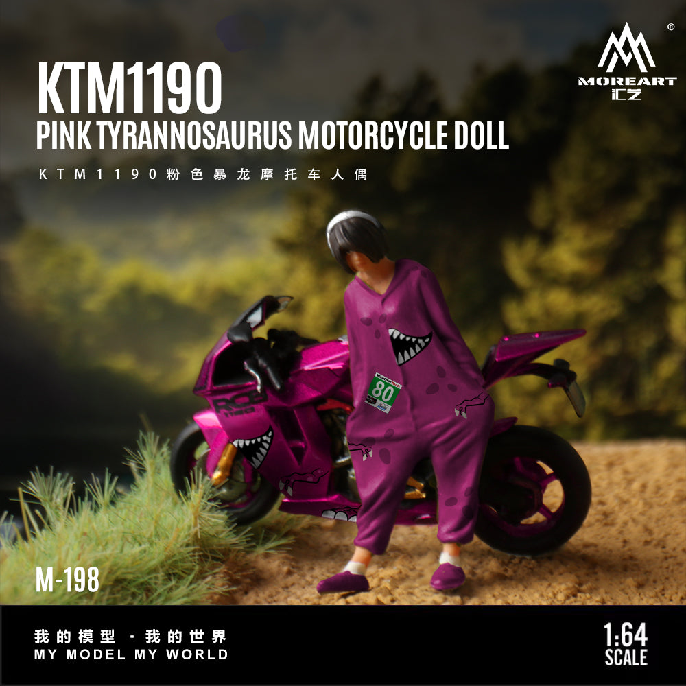 MoreArt 1:64 KTM1190 GREEN/PINK Tyrannosaurus Motorcycle Doll
