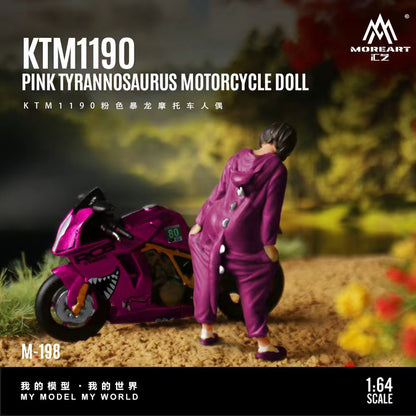 (Preorder) MoreArt 1:64 KTM1190 GREEN/PINK Tyrannosaurus Motorcycle Doll MO222197/MO222198 [2 Colors]