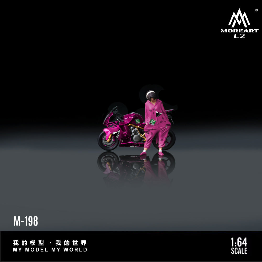 MoreArt 1:64 KTM1190 GREEN/PINK Tyrannosaurus Motorcycle Doll