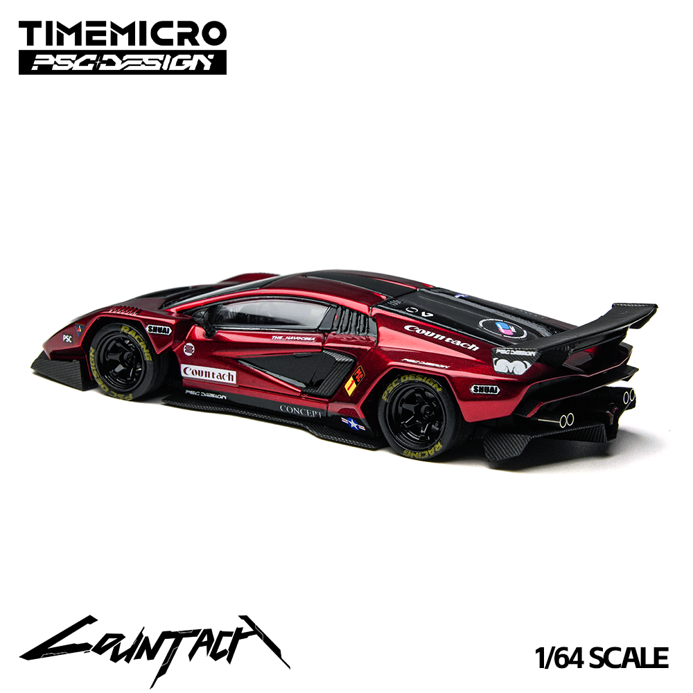 (Preorder) Time Micro x PSC DESIGN 1:64 Lamborghini Countach "V" Scarlet TM647705