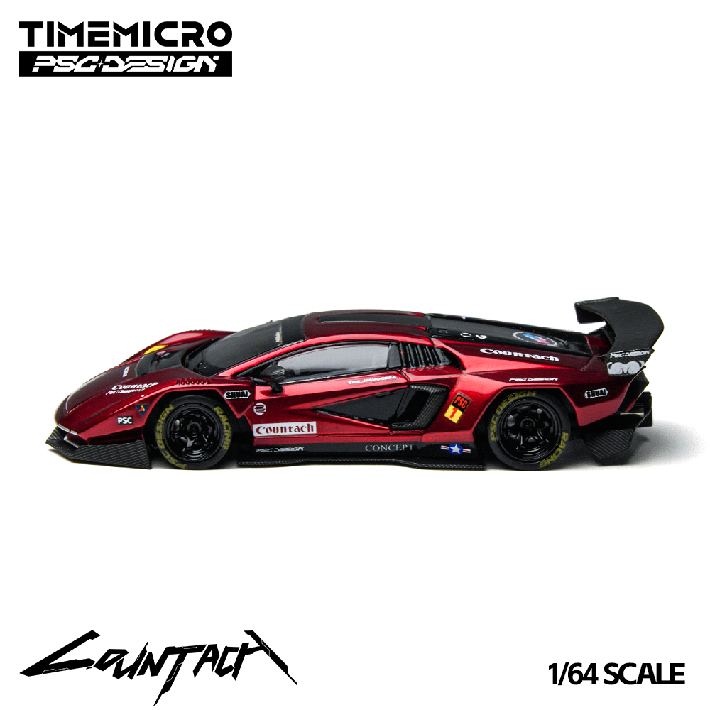(Preorder) Time Micro x PSC DESIGN 1:64 Lamborghini Countach "V" Scarlet TM647705