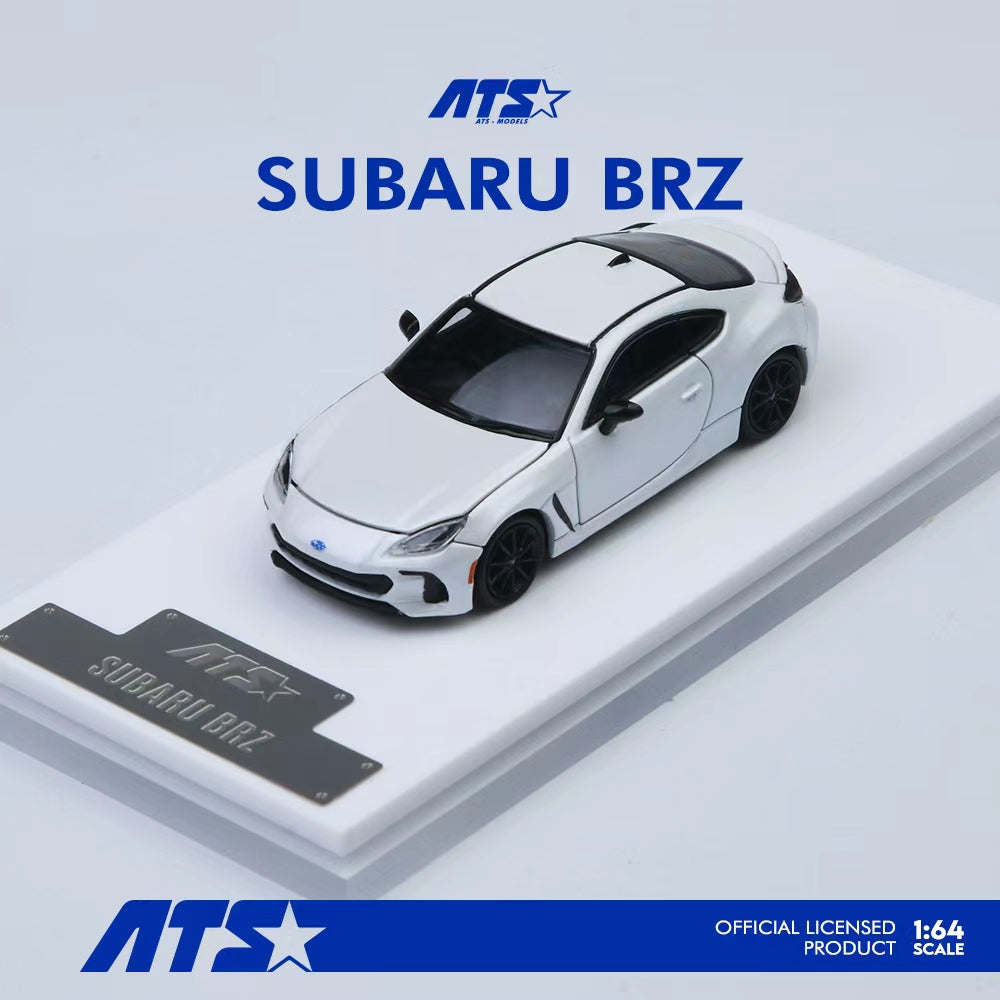 Model of a Subaru BRZ car on a white platform with ATS branding.