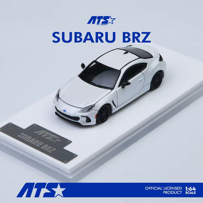 Model of a Subaru BRZ car on a white platform with ATS branding.