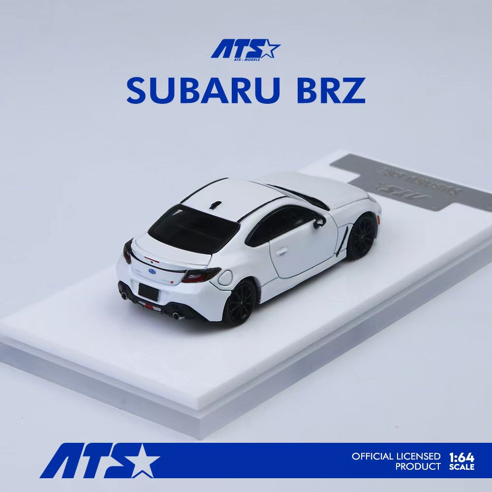 Model of a Subaru BRZ car on a white platform with ATS branding.