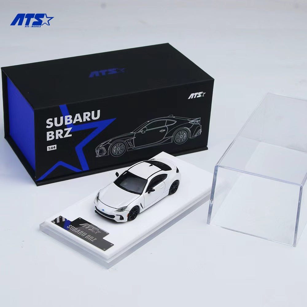 Model car of Subaru BRZ with packaging on a white background