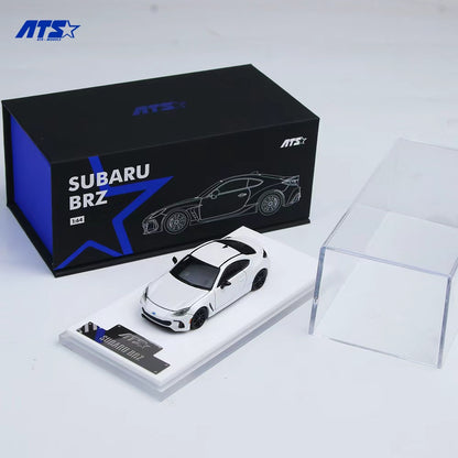 Model car of Subaru BRZ with packaging on a white background