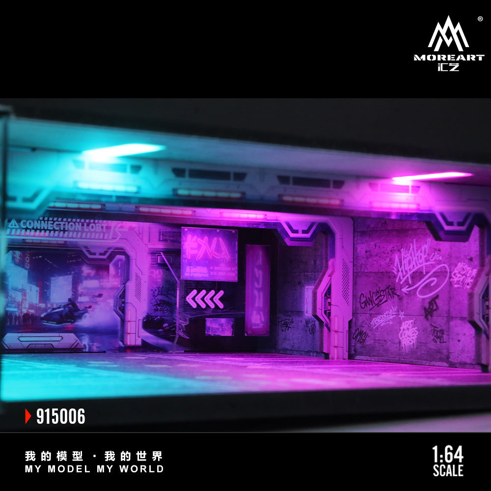 Sci-fi model kit with colorful lighting effects and 'MOREART' branding.