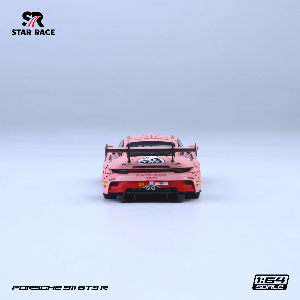 Model of a Porsche 911 GT3 R car with 'Star Race' branding on a light gray background.