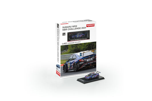 Model car and packaging for Subaru WRX NBR Challenge 2024 on a white background