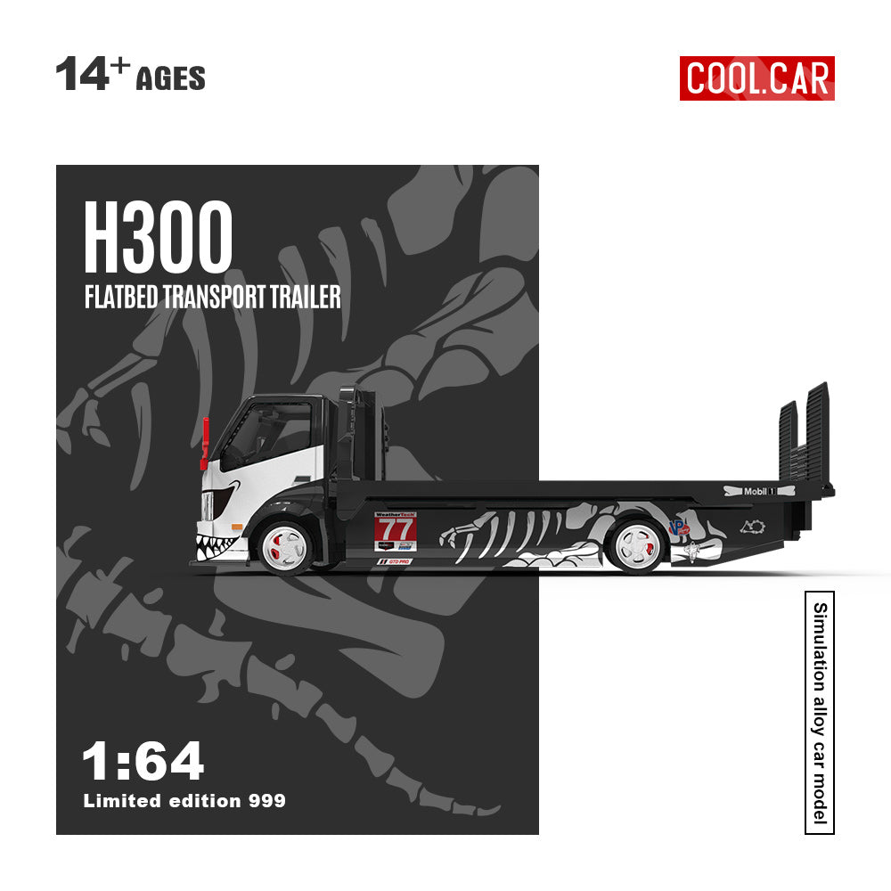 Cool Car 1:64 H300 Flatbed Transport Trailer #77 Skeleton Rexy