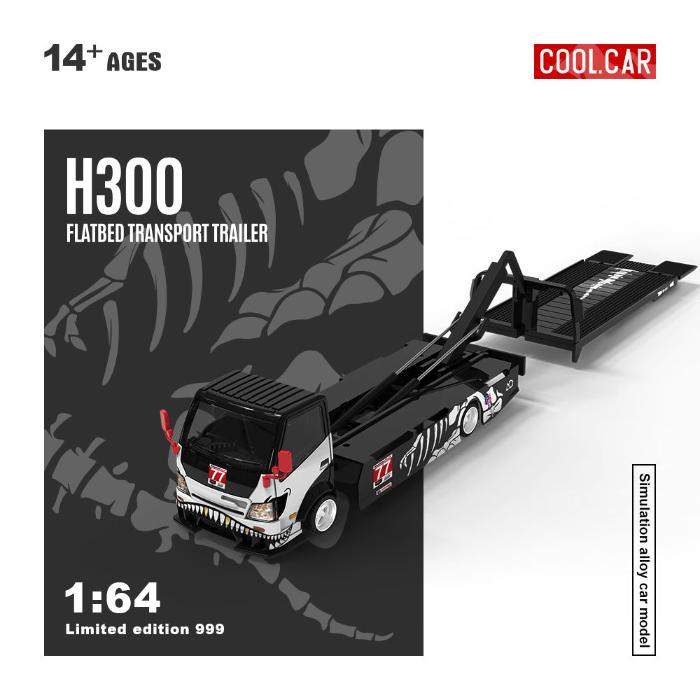 Cool Car 1:64 H300 Flatbed Transport Trailer #77 Skeleton Rexy
