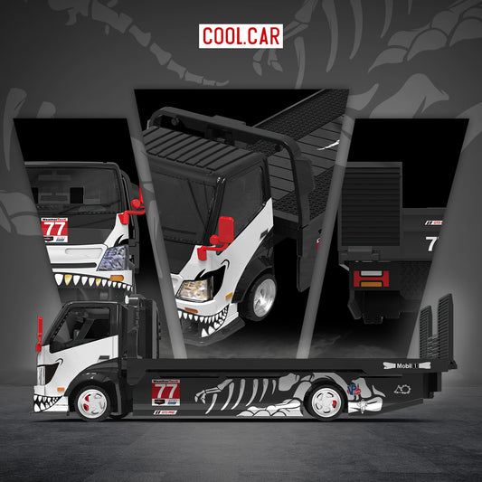 Truck with a skeleton design on a dark background, featuring the brand 'Cool Car'.