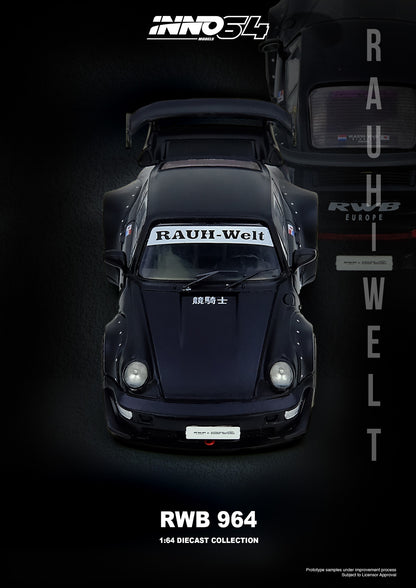 Black model car with 'RAUH-Welt' branding on a dark background, featuring INNO54 logo.