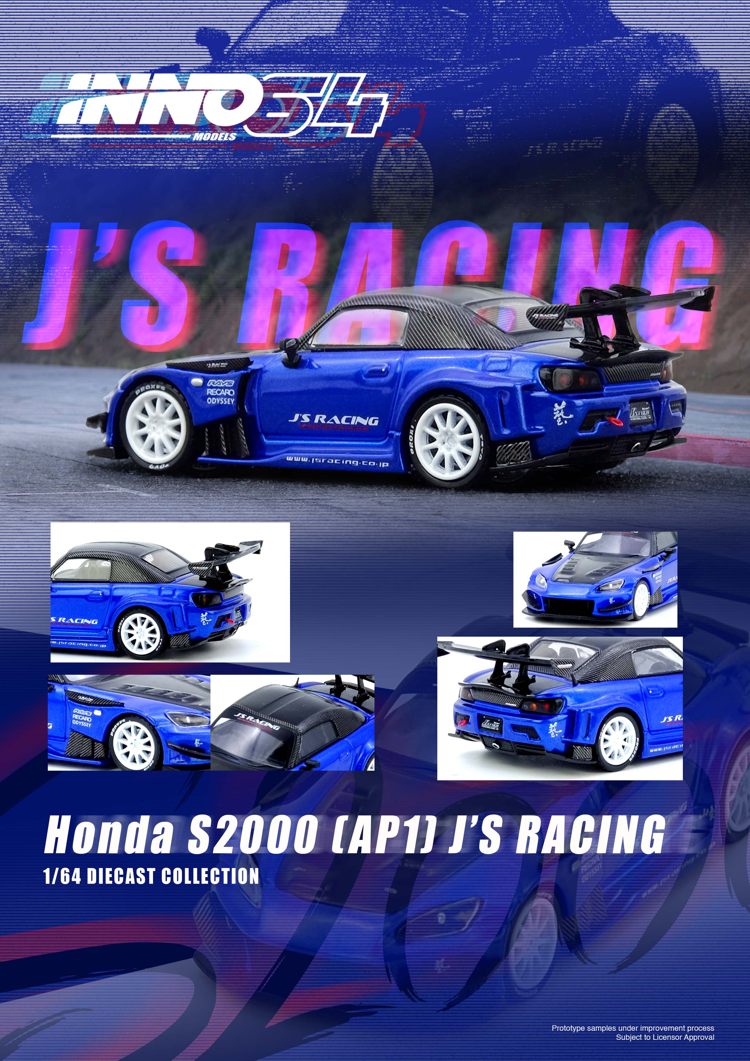 イノモデル inno 64 ホンダ S2000 J'S Racing 海外限定 Inno64 1:64 HONDA S2000 J'S RACING Blue IN64-S2000JS-BLUE – CarBro MC