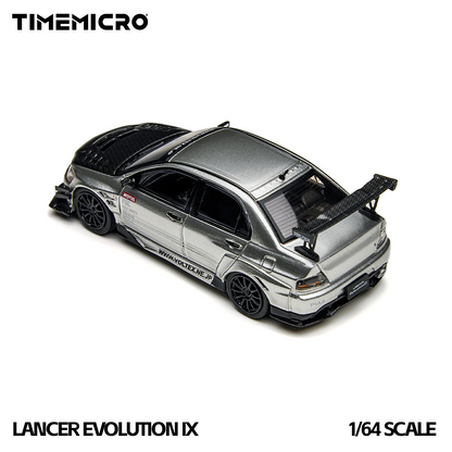 Model car of a Lancer Evolution IX by Timemicro on a white background