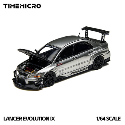 Model car of a Lancer Evolution IX by Timemicro on a white background
