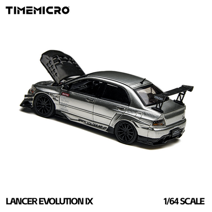 Model car of a Lancer Evolution IX by Timemicro on a white background