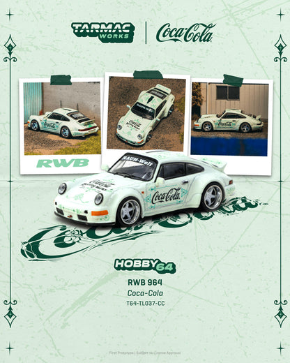 Model car with Coca-Cola and RWB branding on a decorative background