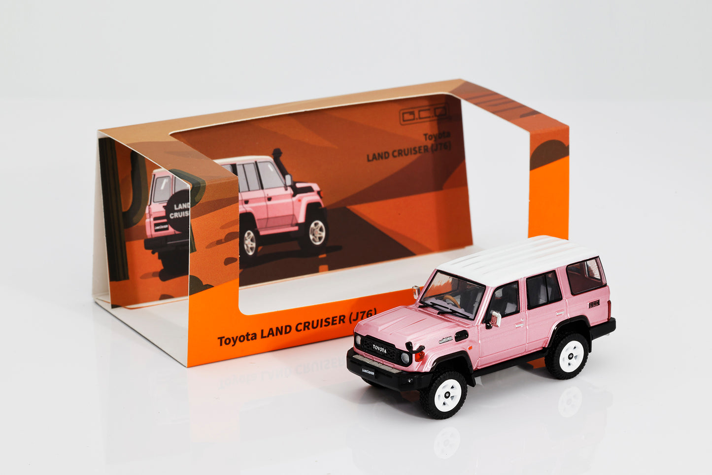 GCD Toyota LAND CRUISER (J76) 2023 PINK (RHD) with paper sleeve in white background