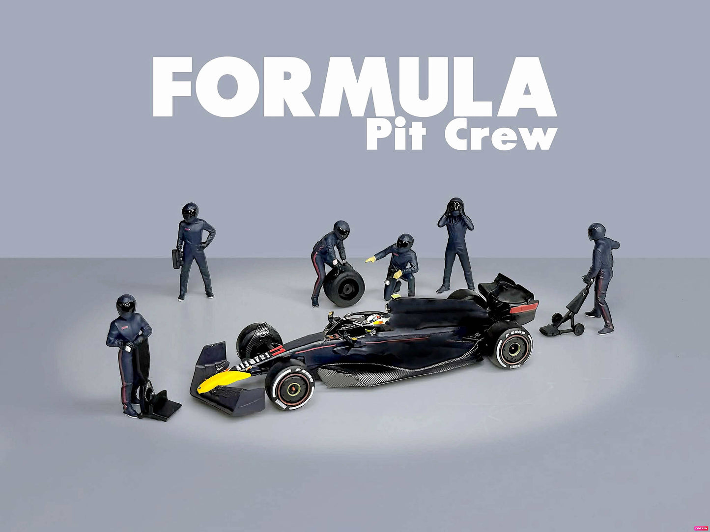 (Preorder) American Diorama 1:64 Formula Pit Crew Figures - Team Blue AD-2442