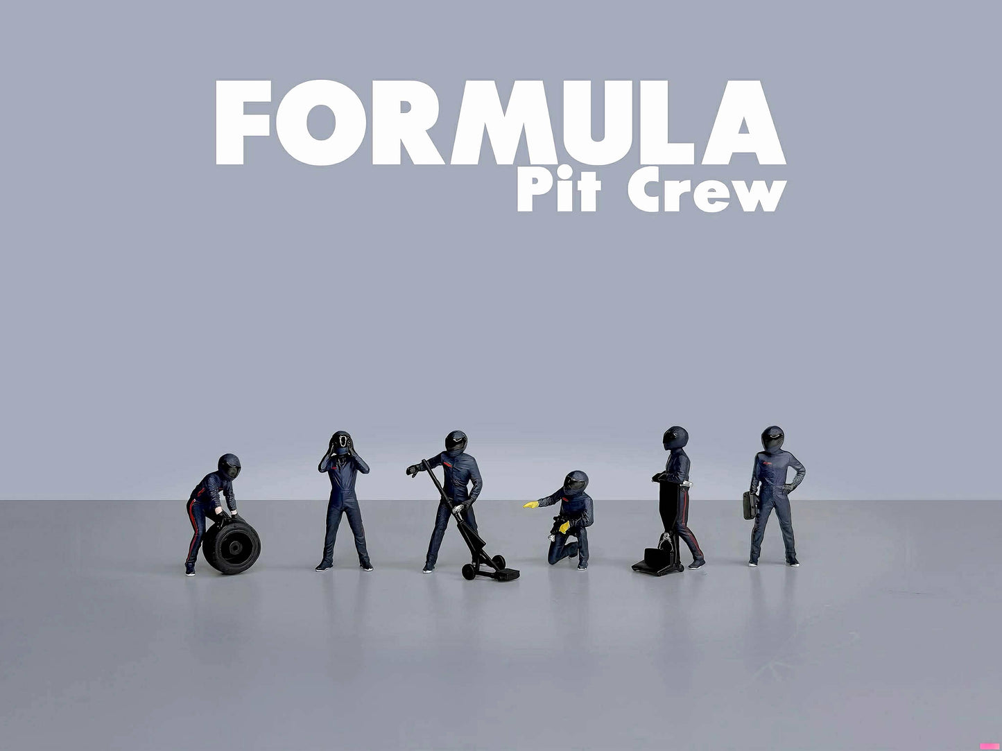 (Preorder) American Diorama 1:64 Formula Pit Crew Figures - Team Blue AD-2442