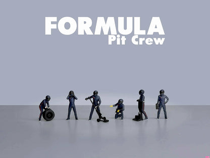 (Preorder) American Diorama 1:64 Formula Pit Crew Figures - Team Blue AD-2442