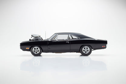 Black classic muscle car on a white background