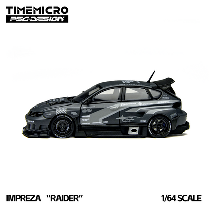 Model car of a Subaru Impreza 'Raider' with 'TimeMicro' branding on a white background.