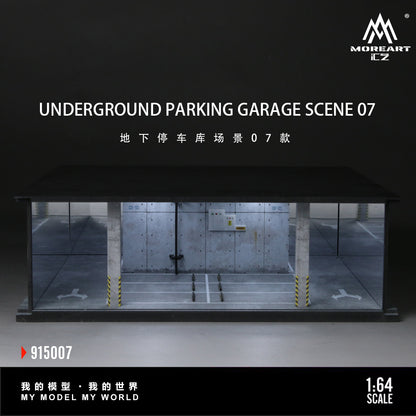Model of an underground parking garage scene with 'MoreArt' branding.