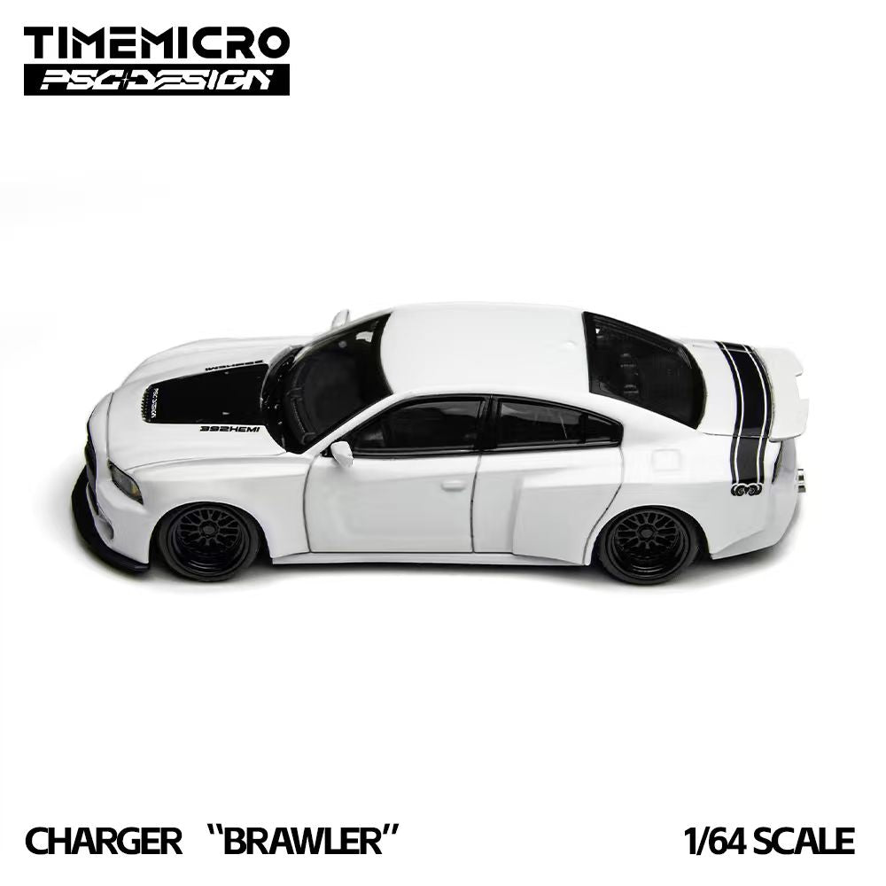 Model car of a Charger 'Brawler' in 1/64 scale by Timemicro on a white background
