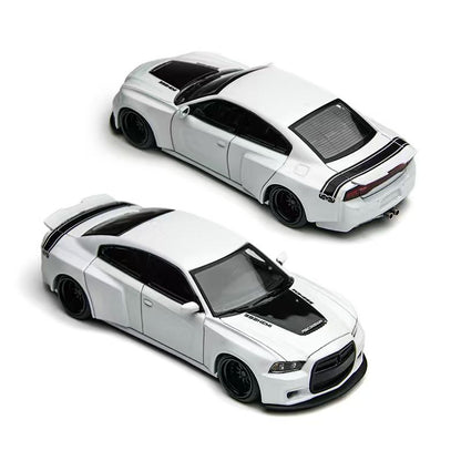 Two views of a white sports car on a white background