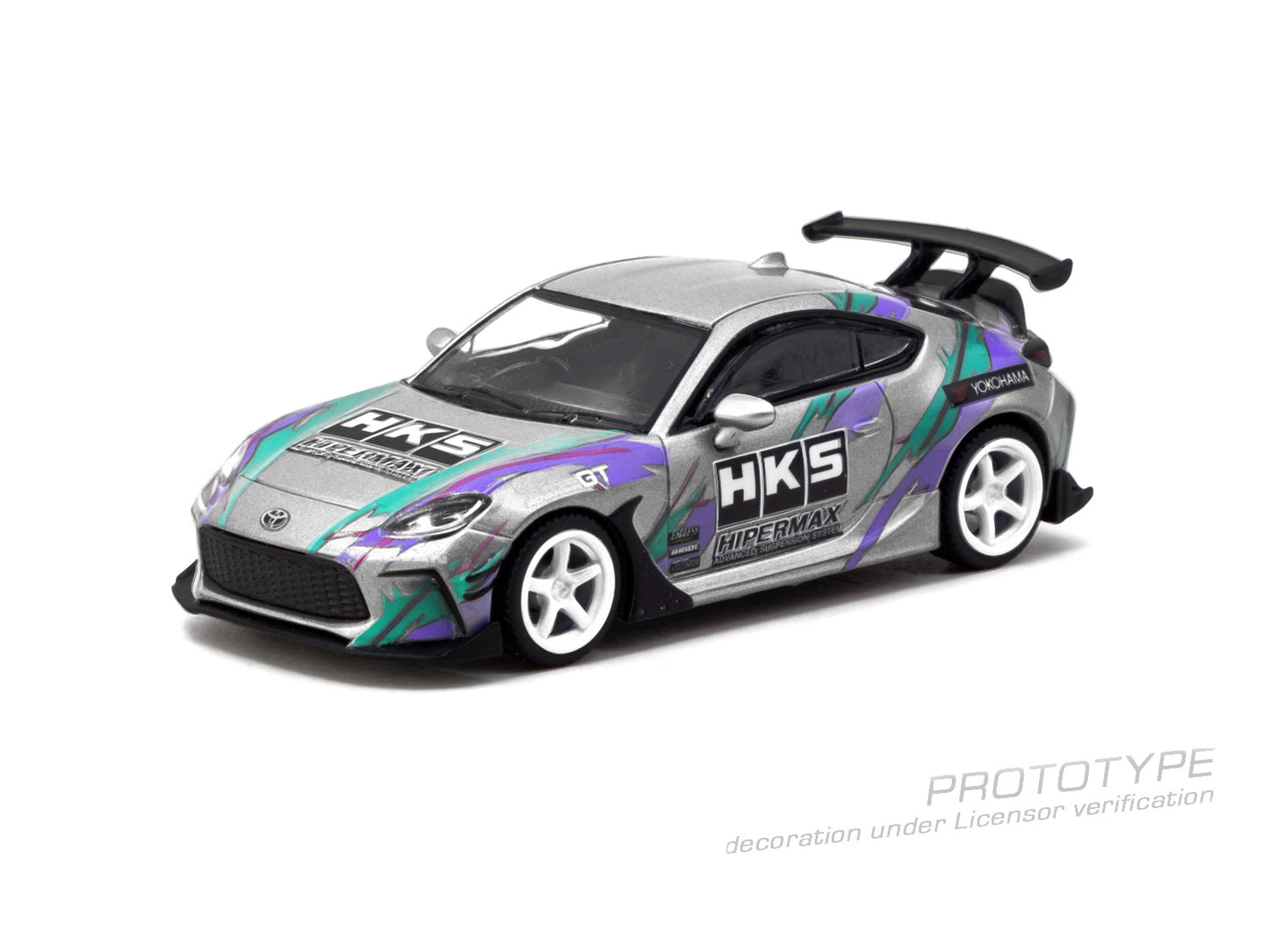 Model car with HKS branding on a white background