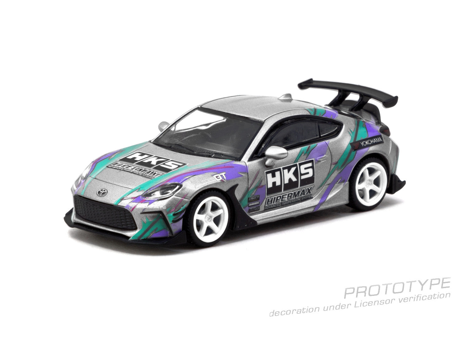 Model car with HKS branding on a white background