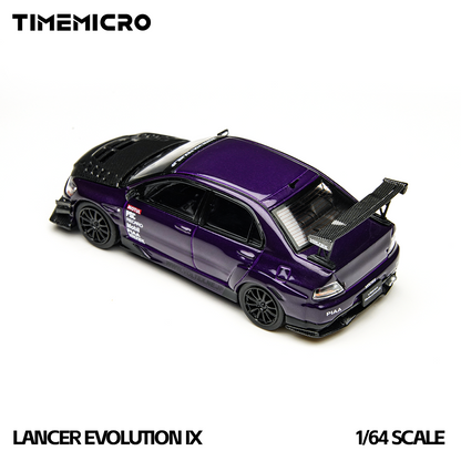 Model car of a Lancer Evolution IX by Timemicro on a white background
