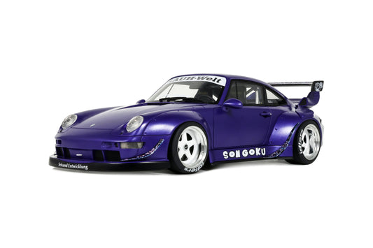 Purple sports car model with visible branding on a white background