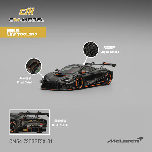 CM Model 1:64 McLaren 720SGT3X BLACK CM64-720SGT3X-01 (Preorder)