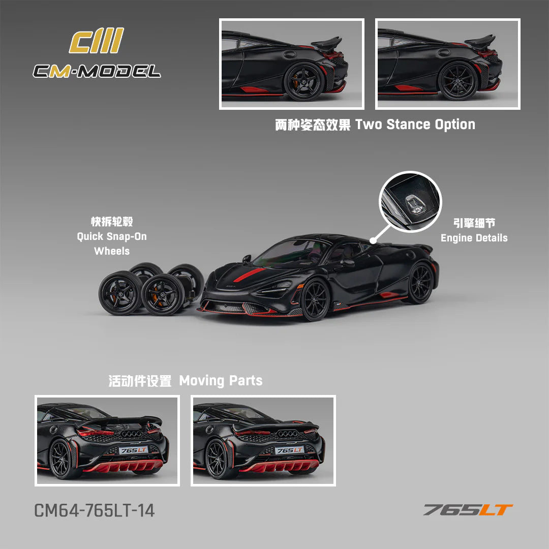 CM Model 1:64 McLaren 765LT Matte Black (Preorder)
