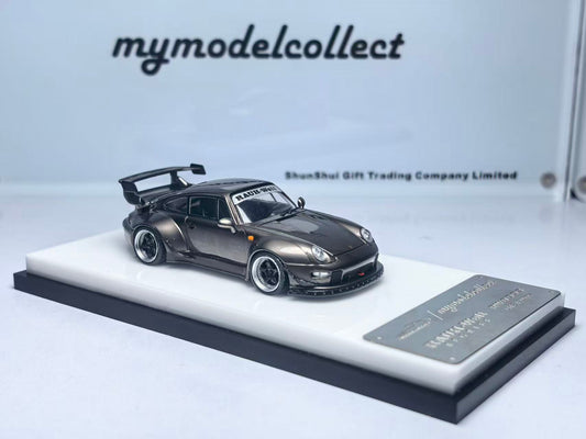 (Preorder) Model Collect 1:64 Porsche RWB964 High Wing Chrome Pearl Gray MC640023H
