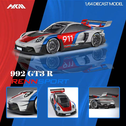 (Preorder) HKM 1:64 Porsche 911 (992) GT3 R Rennsport V.1 [2 Colors]