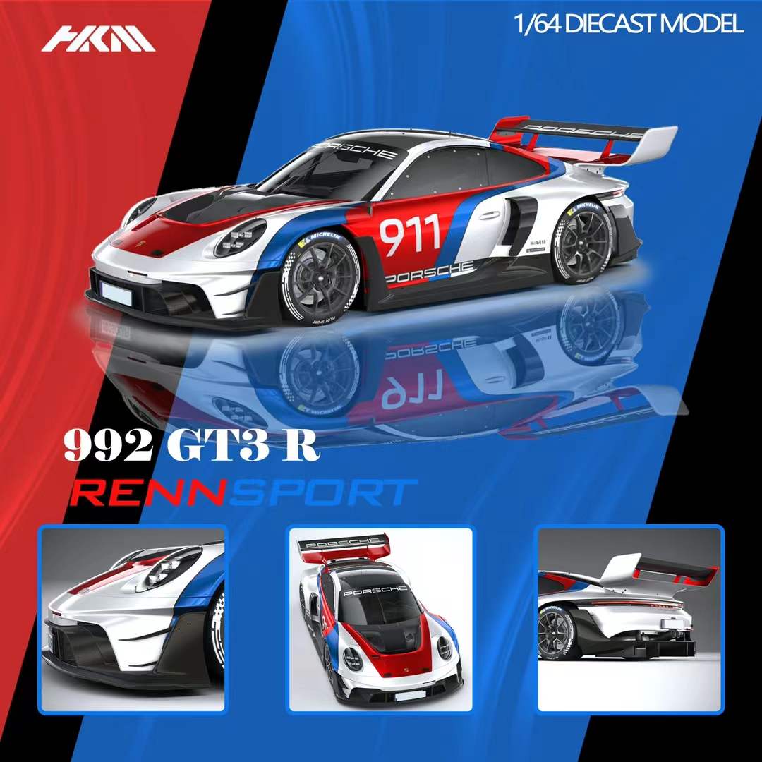 (Preorder) HKM 1:64 Porsche 911 (992) GT3 R Rennsport V.1 [2 Colors]