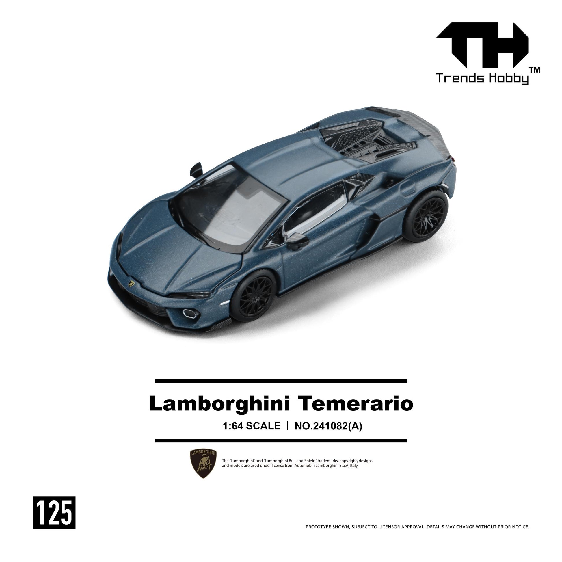 Model car of Lamborghini Temerario by Trends Hobby on a white background
