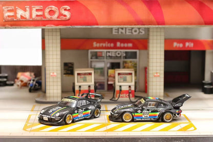 (Preorder) Street Weapon 1:64 Porsche RWB 993 Matte Black Apple Livery [2 Versions]