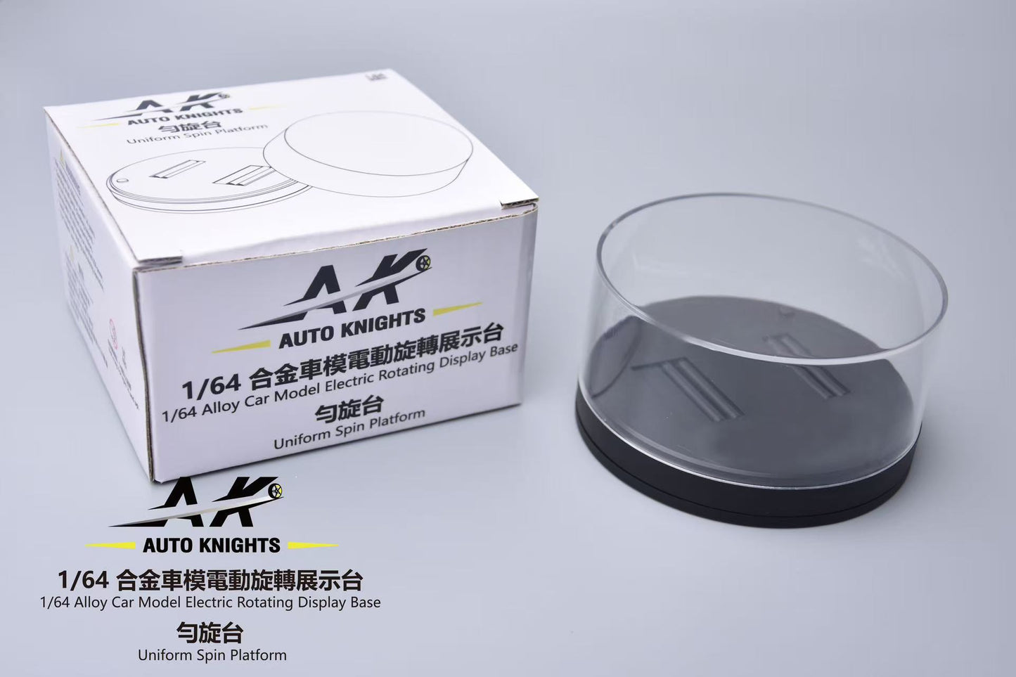 Auto Knights model car display base with packaging on a gray background