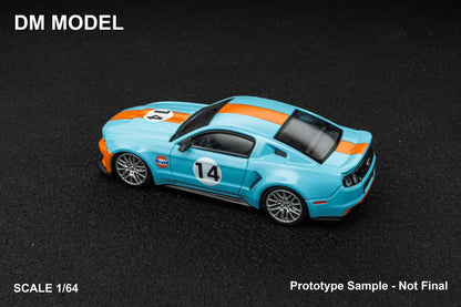 DM Model 1:64 Modified Ford Mustang 2014 [Gulf/White] (Preorder)