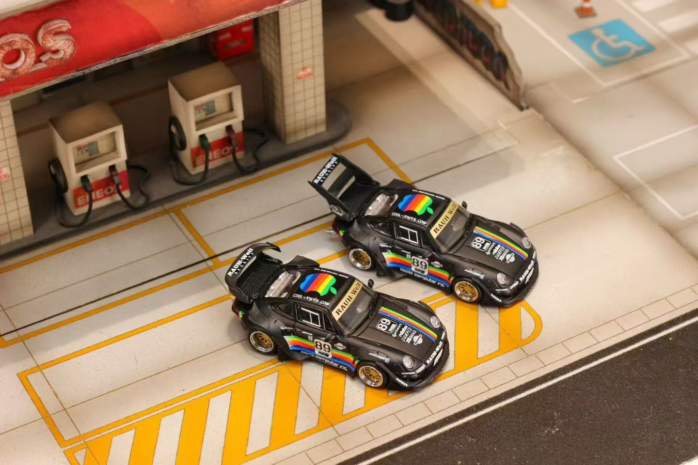 (Preorder) Street Weapon 1:64 Porsche RWB 993 Matte Black Apple Livery [2 Versions]