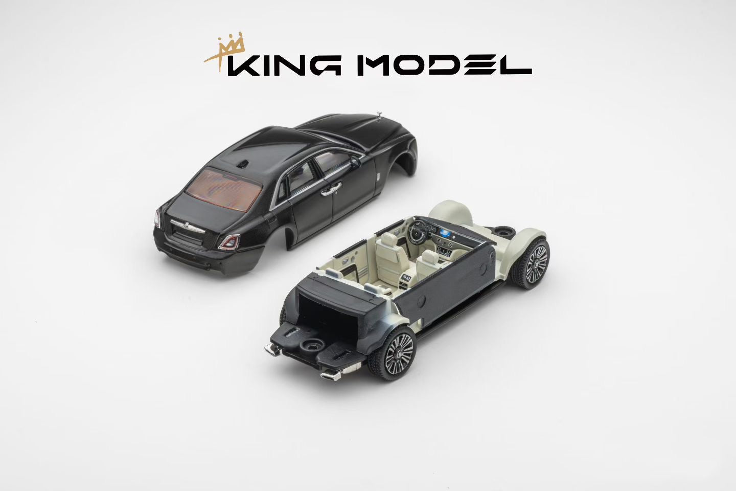 Two model cars on a white background with 'KING MODEL' branding.