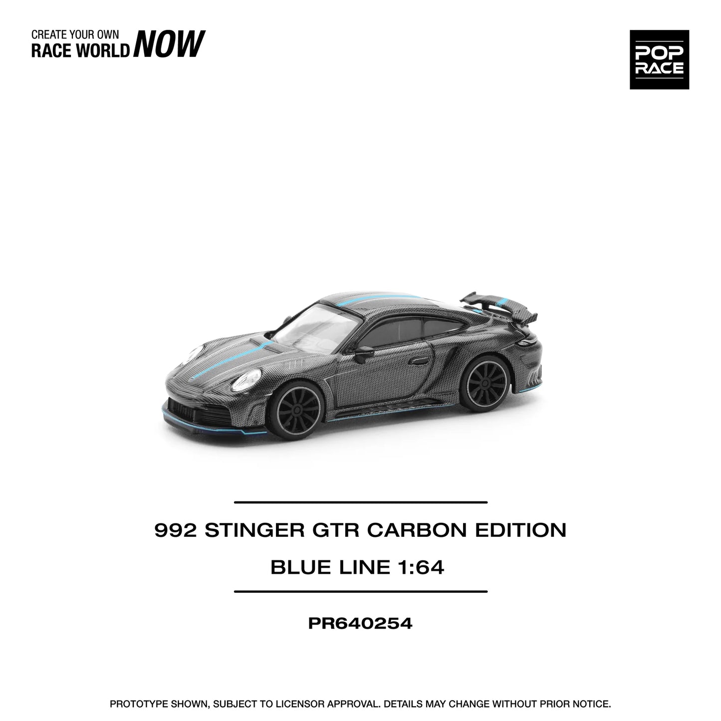 Pop Race 1:64 992 Stinger GTR Carbon Edition (Blue Line) PR640254 (Preorder)