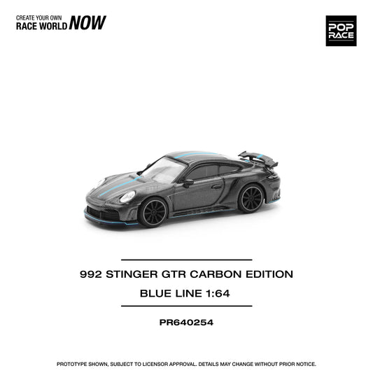 Pop Race 1:64 992 Stinger GTR Carbon Edition (Blue Line) PR640254 (Preorder)